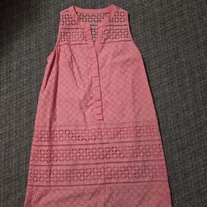 LOFT Pink Sleeveless Eyelet Midi Dress